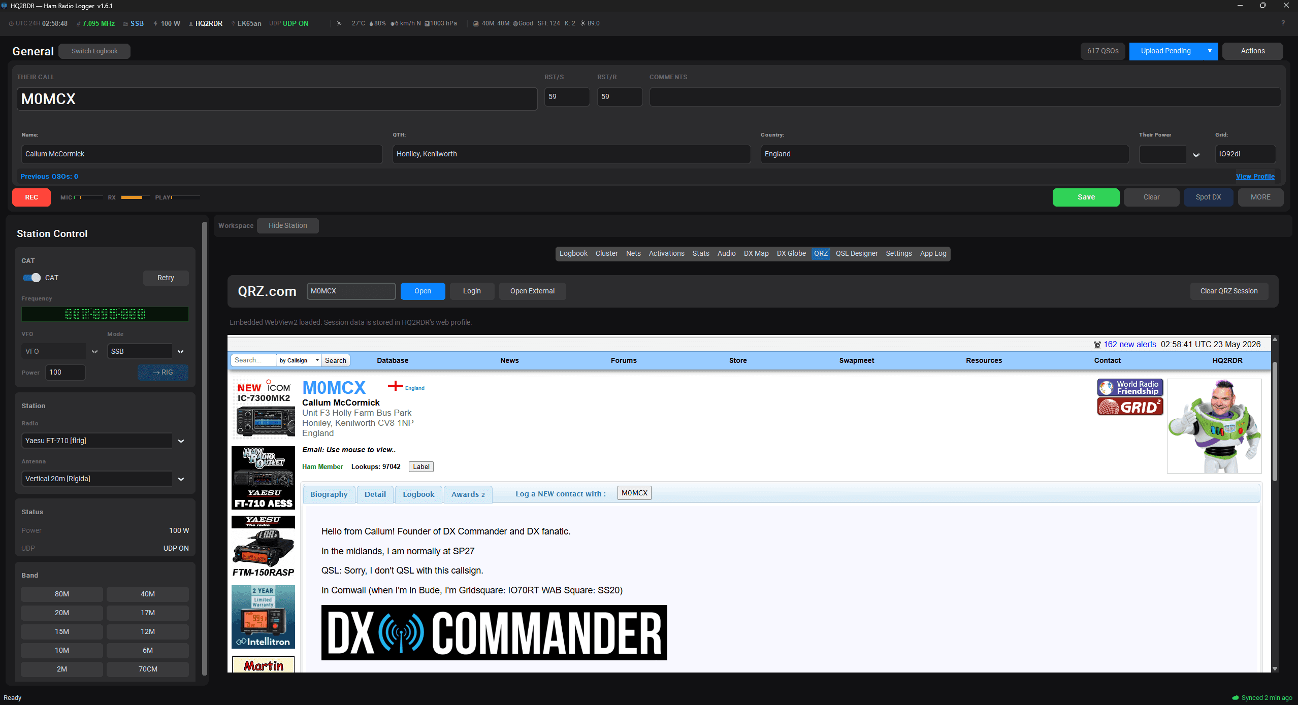 HQ2RDR Consulta QRZ screenshot